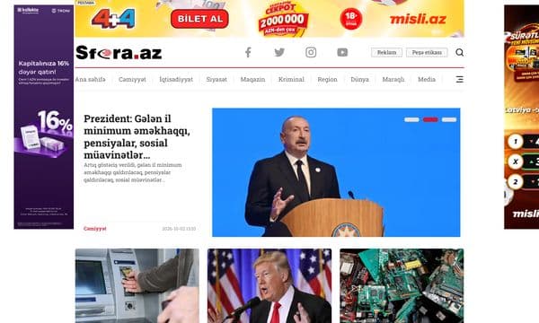 Sfera.az layihəsinin ana səhifəsi