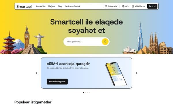 Smartcell layihəsinin ana səhifəsi