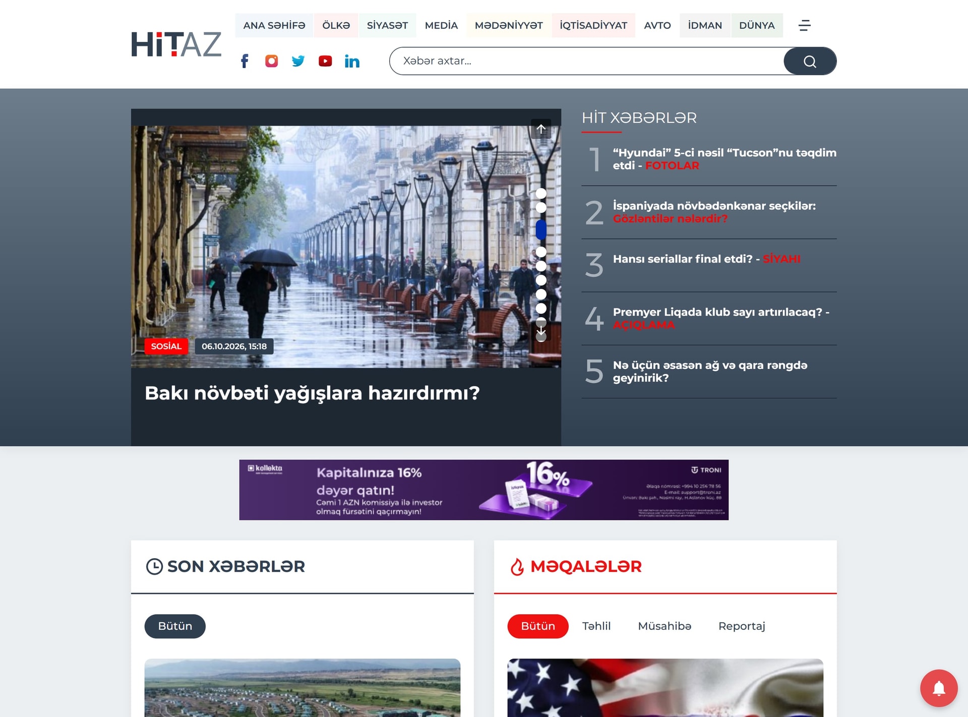 Hit.az, ekran 1