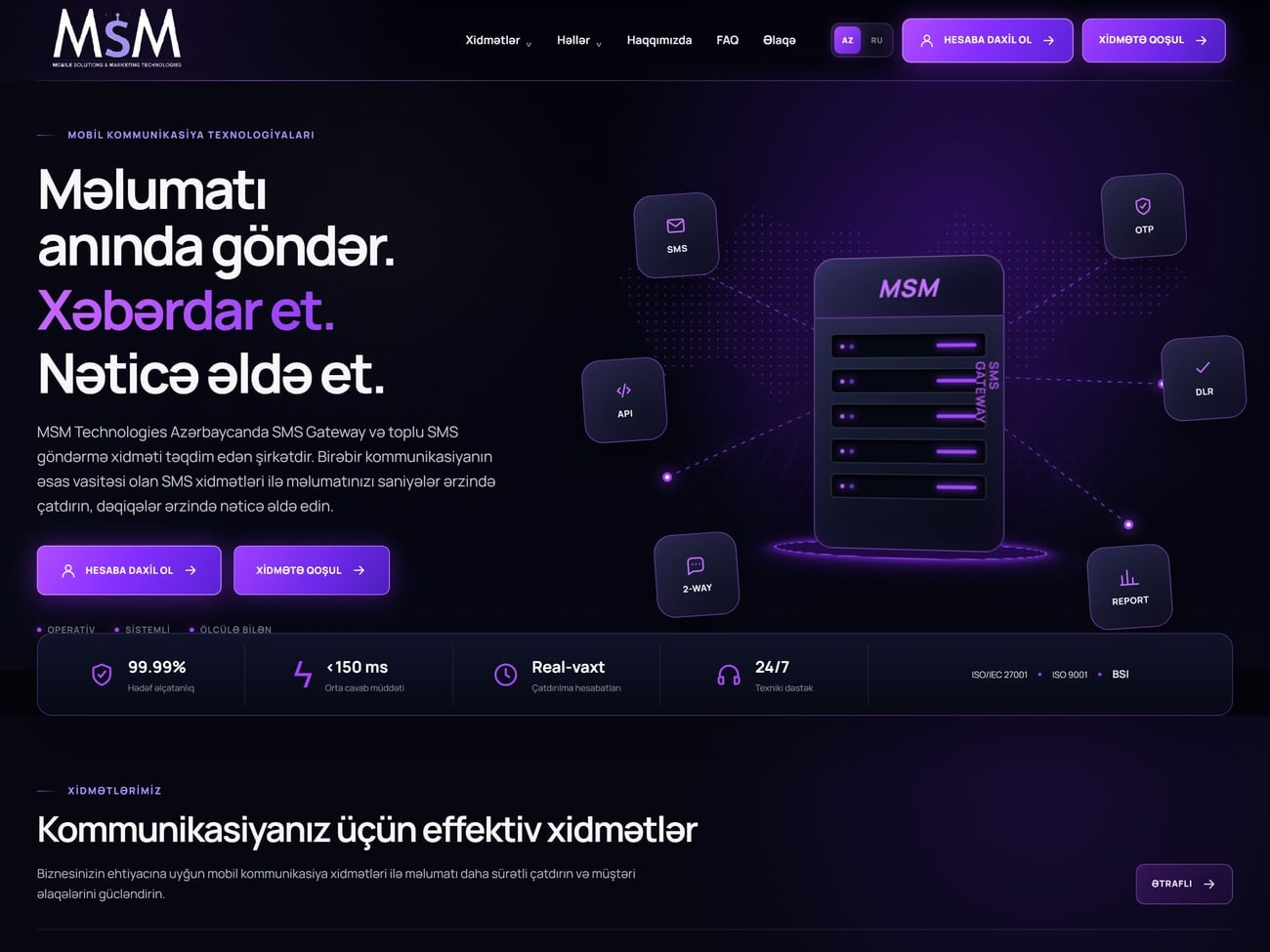 MSM SMS Gateway layihəsinin ana səhifəsi