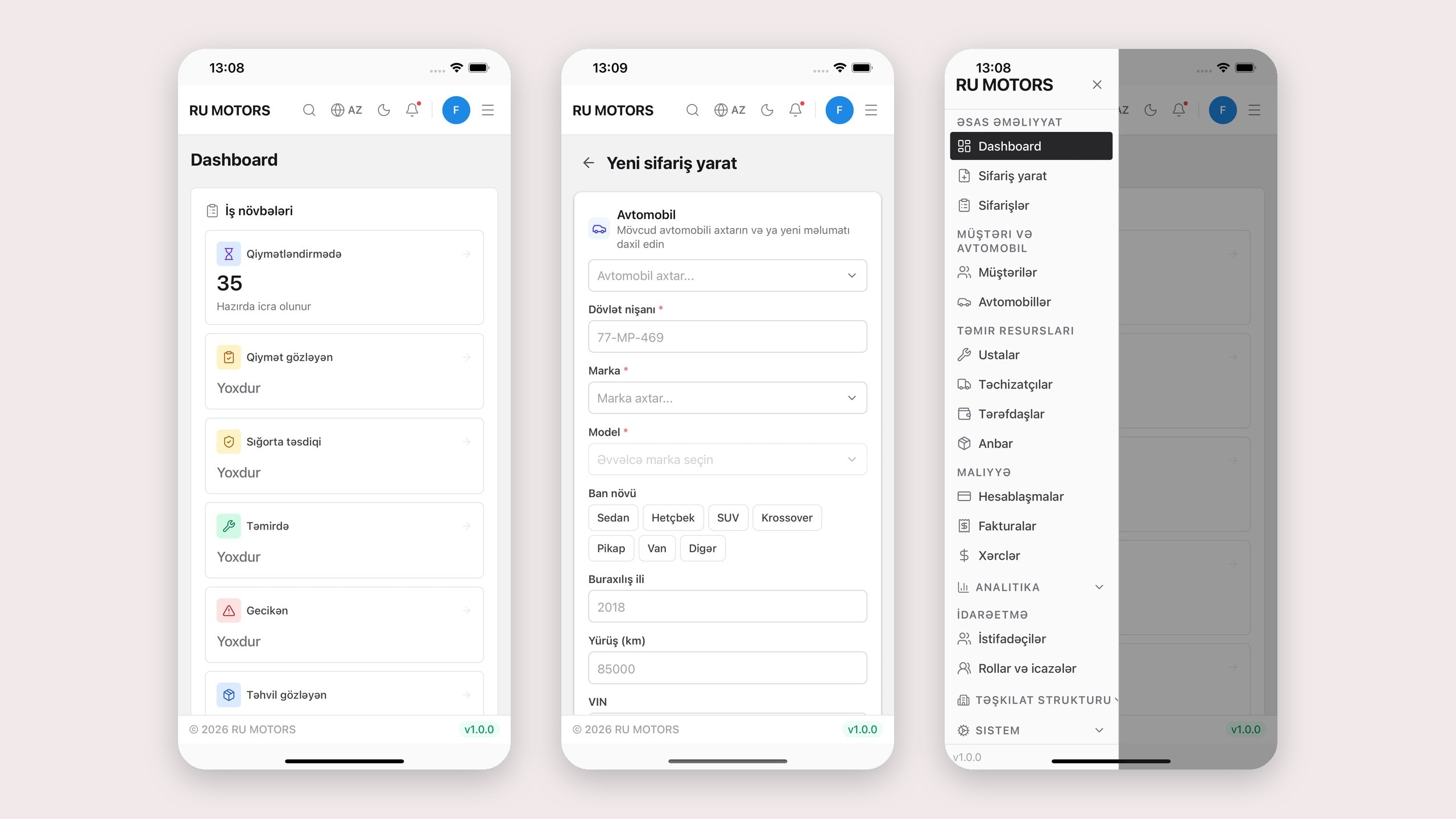RU MOTORS — mobil tətbiq